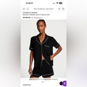 VICTORIA'S SECRET Modal Short Pajama Set Large Black & White